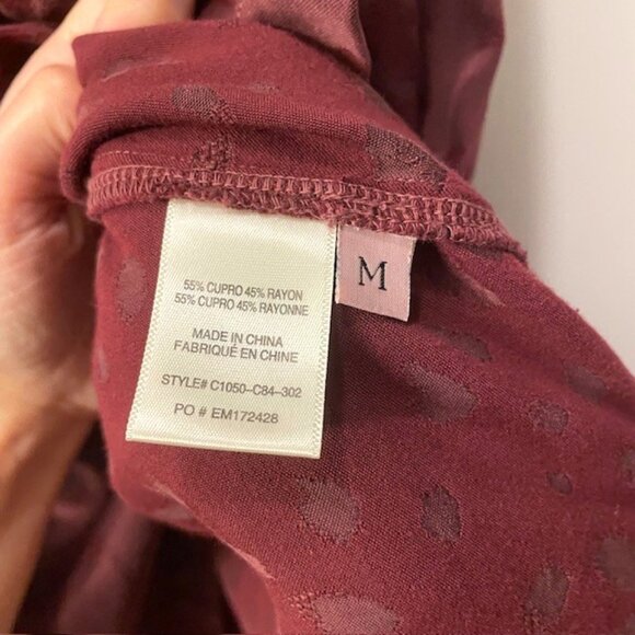 Evereve Cloth & Stone Leopard Print Button Up Blouse Maroon Size Medium V-Neck - Picture 14 of 16